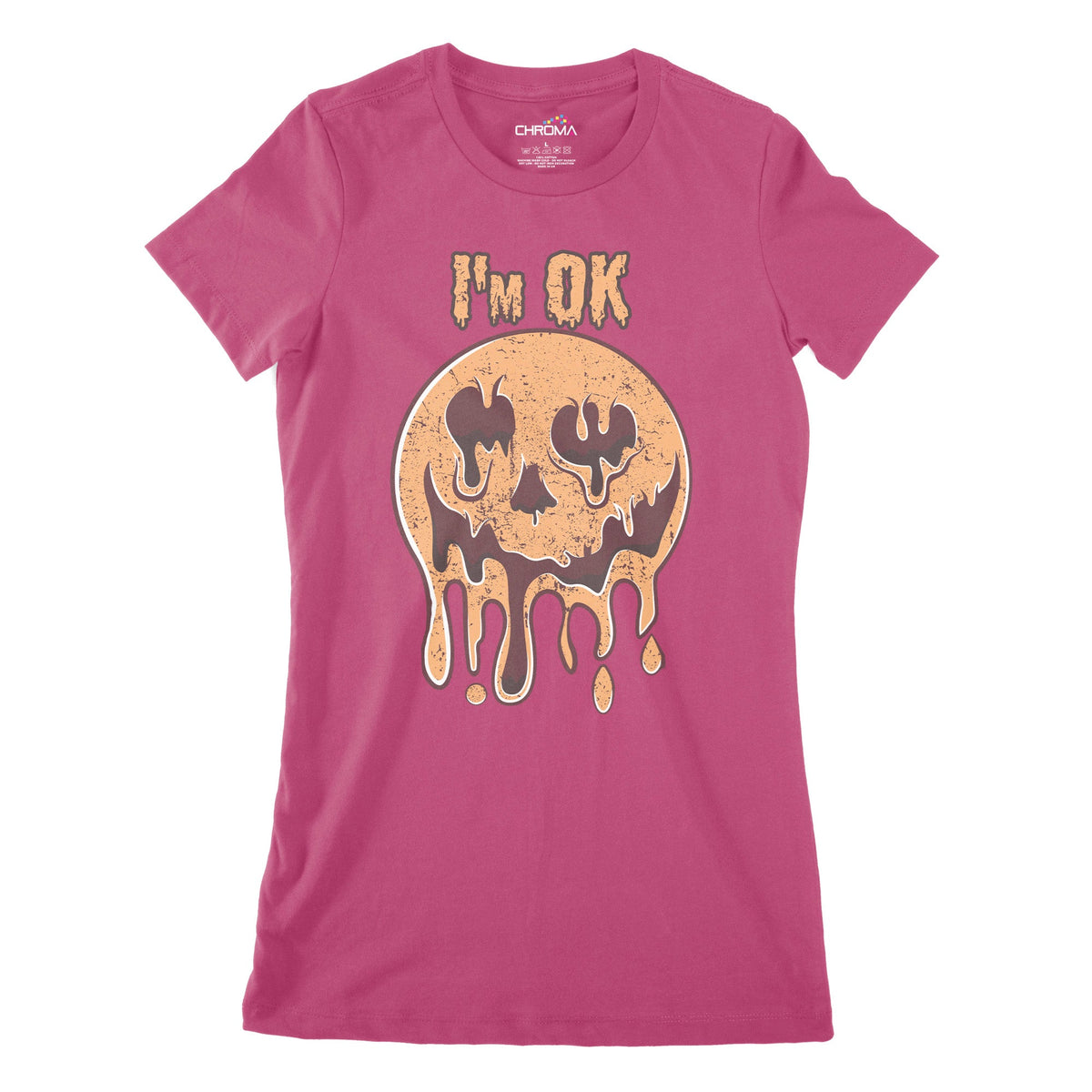 I'M Ok Pumpkin Women's Classic Fitted T-Shirt | Premium Halloween Clot Chroma Clothing