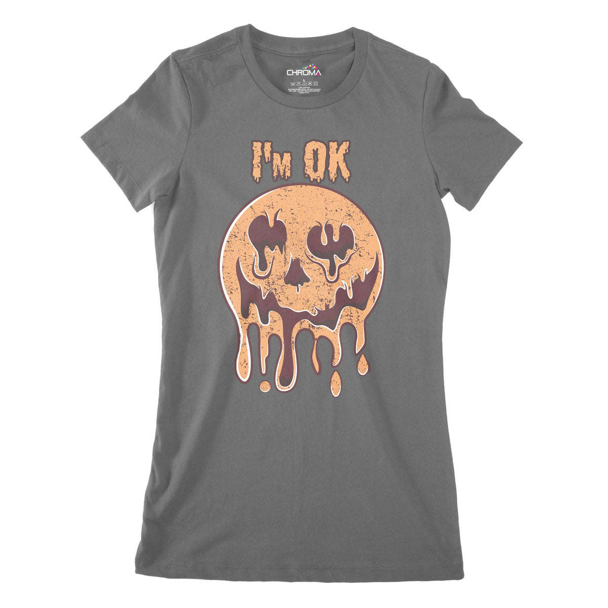 I'M Ok Pumpkin Women's Classic Fitted T-Shirt | Premium Halloween Clot Chroma Clothing