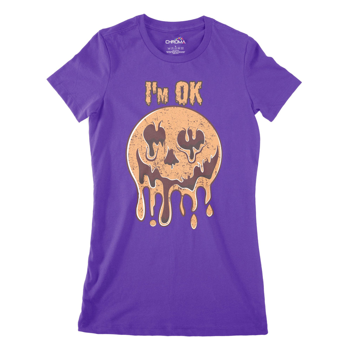 I'M Ok Pumpkin Women's Classic Fitted T-Shirt | Premium Halloween Clot Chroma Clothing