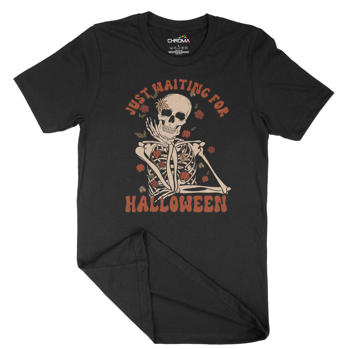 Just Waiting For Halloween Unisex Adult T-Shirt | Premium Halloween Cl Chroma Clothing