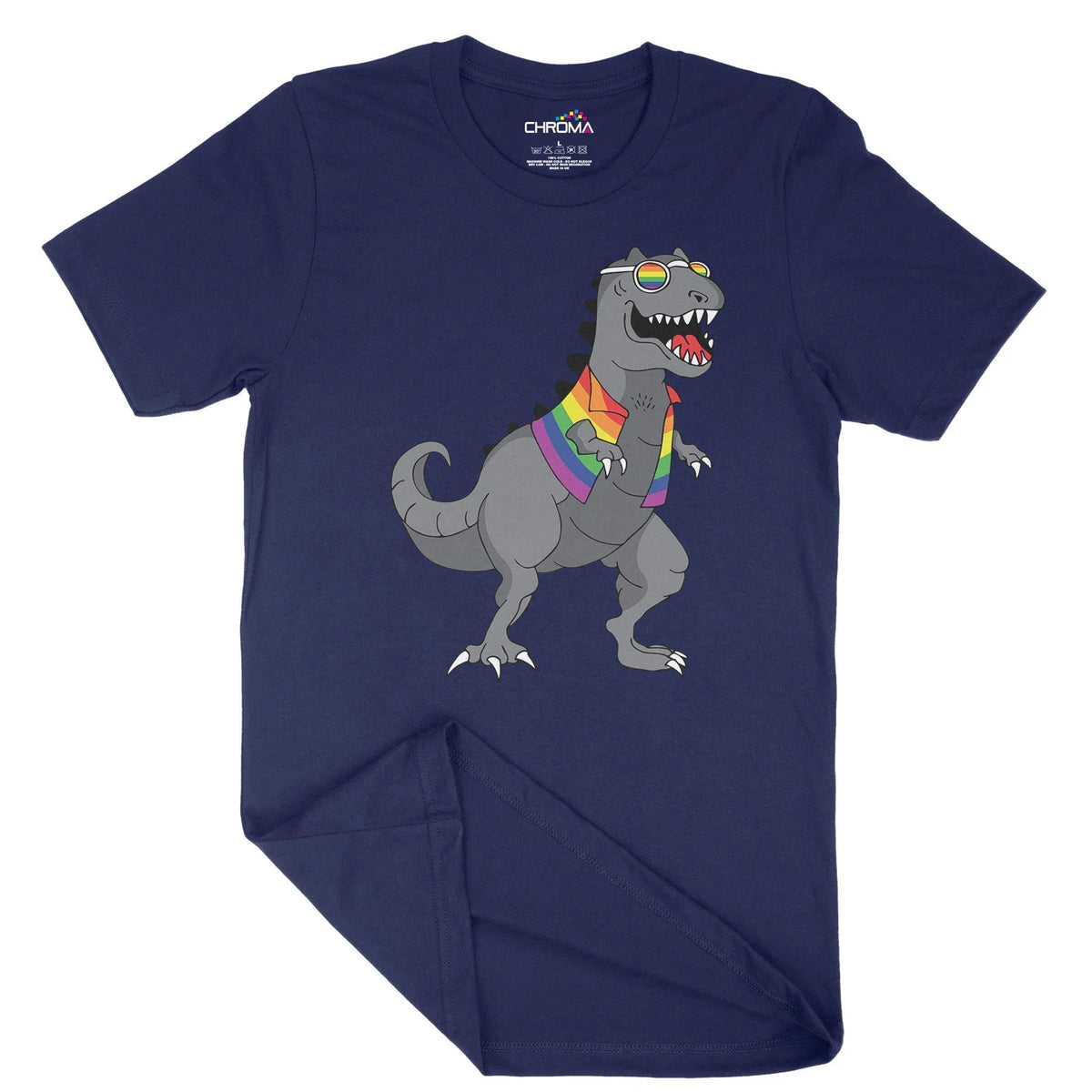 Lgbt Rainbow Dinosaur Unisex Adult T-Shirt | Quality Slogan Clothing Chroma Clothing