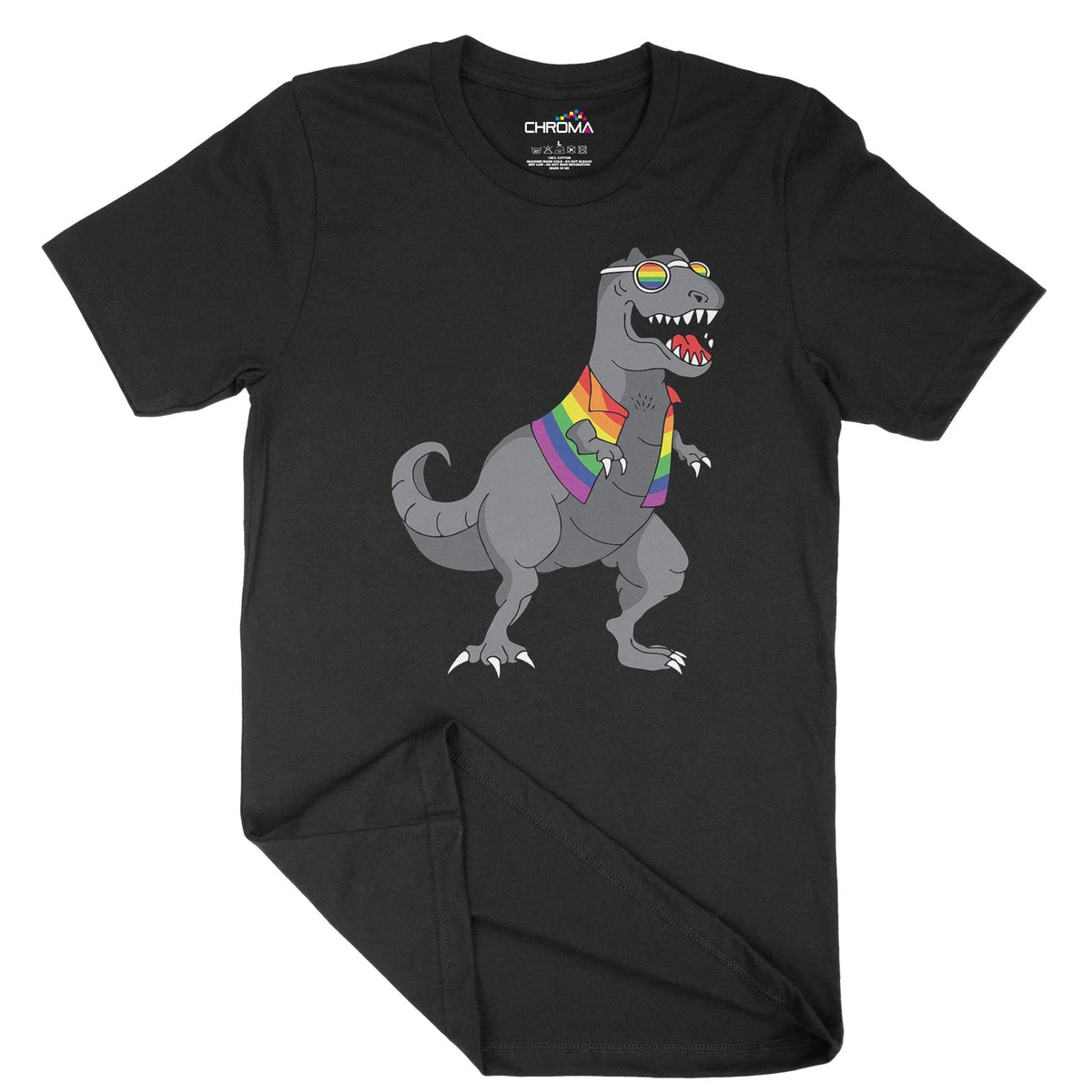 Lgbt Rainbow Dinosaur Unisex Adult T-Shirt | Quality Slogan Clothing Chroma Clothing