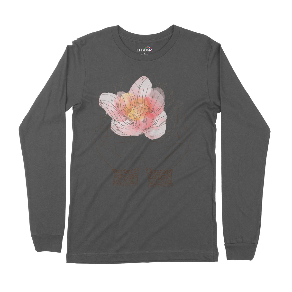 Lotus Yoga Hands | Long-Sleeve T-Shirt | Premium Quality Streetwear Chroma Clothing