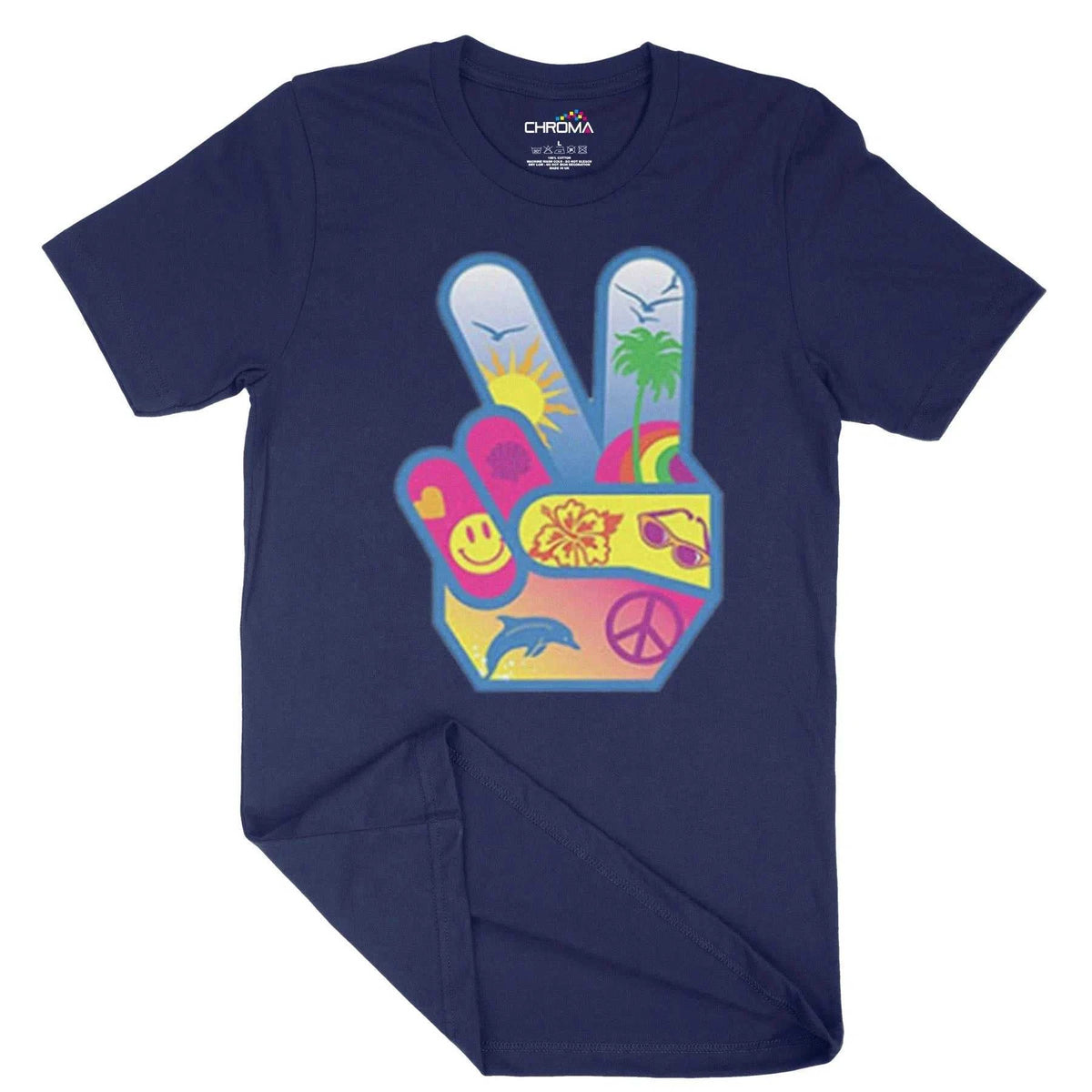 Peace And Love Hands Unisex Adult T-Shirt | Quality Slogan Clothing Chroma Clothing