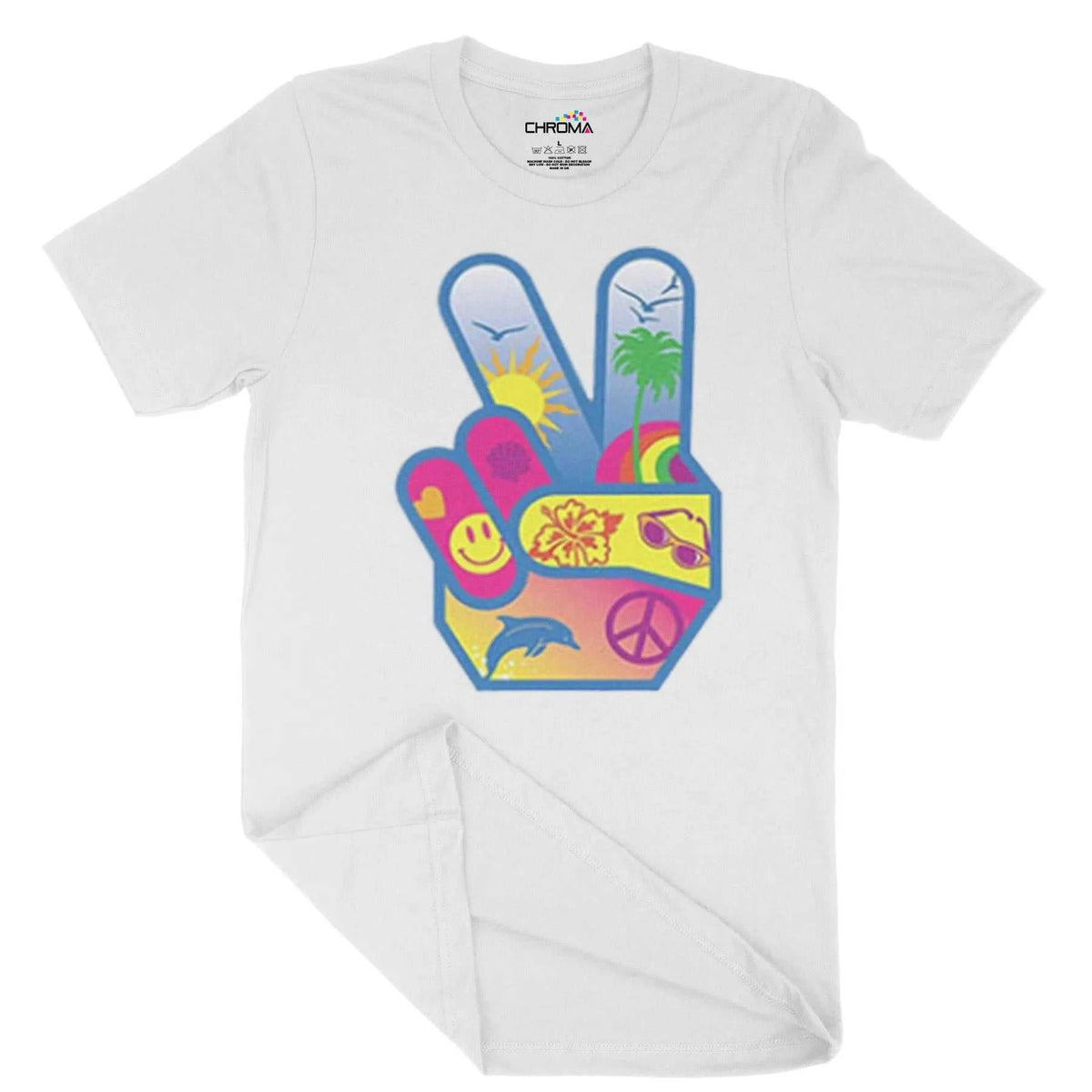 Peace And Love Hands Unisex Adult T-Shirt | Quality Slogan Clothing Chroma Clothing