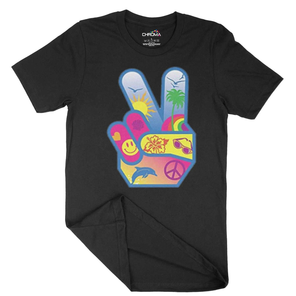 Peace And Love Hands Unisex Adult T-Shirt | Quality Slogan Clothing Chroma Clothing