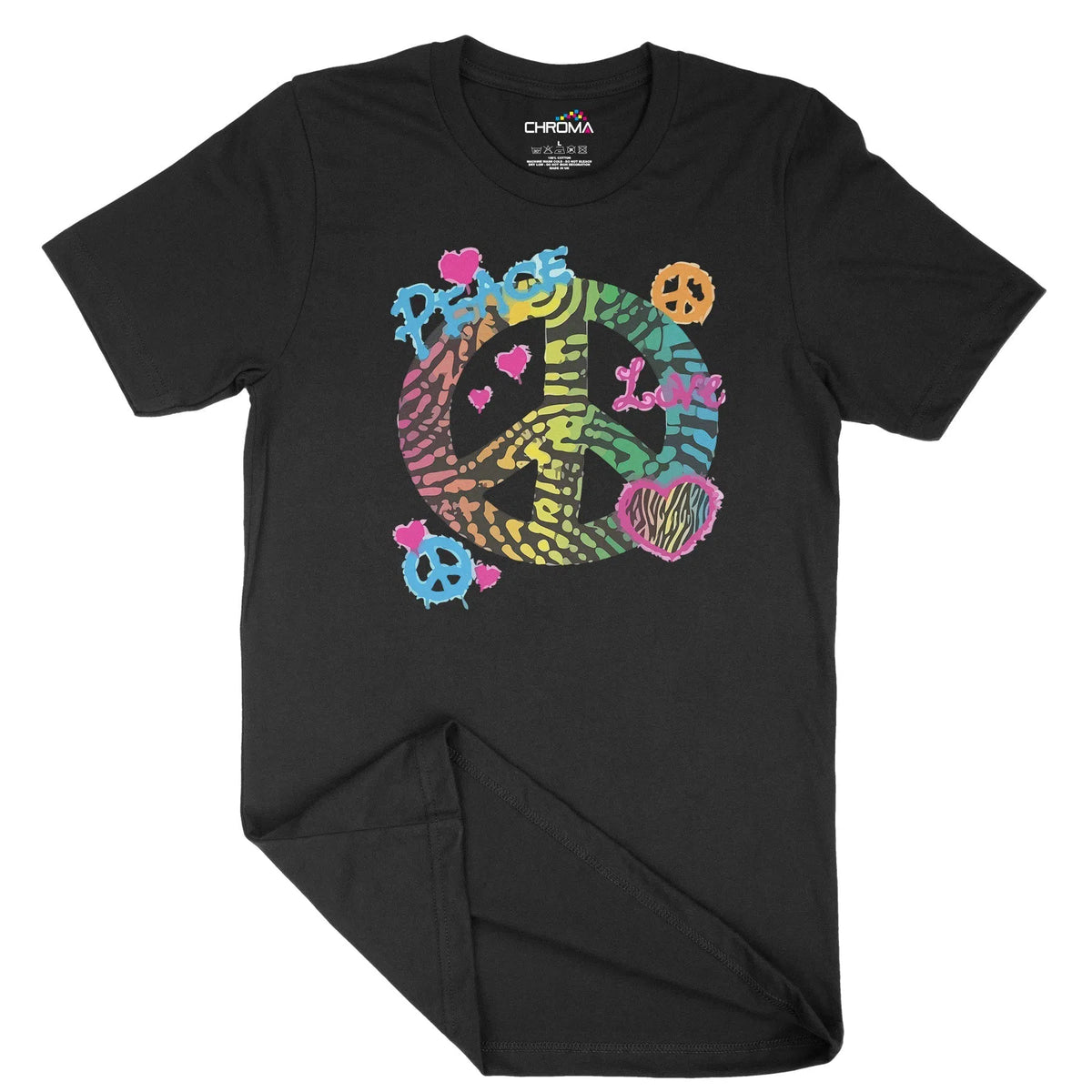Peace And Love Unisex Adult T-Shirt | Quality Slogan Clothing Chroma Clothing