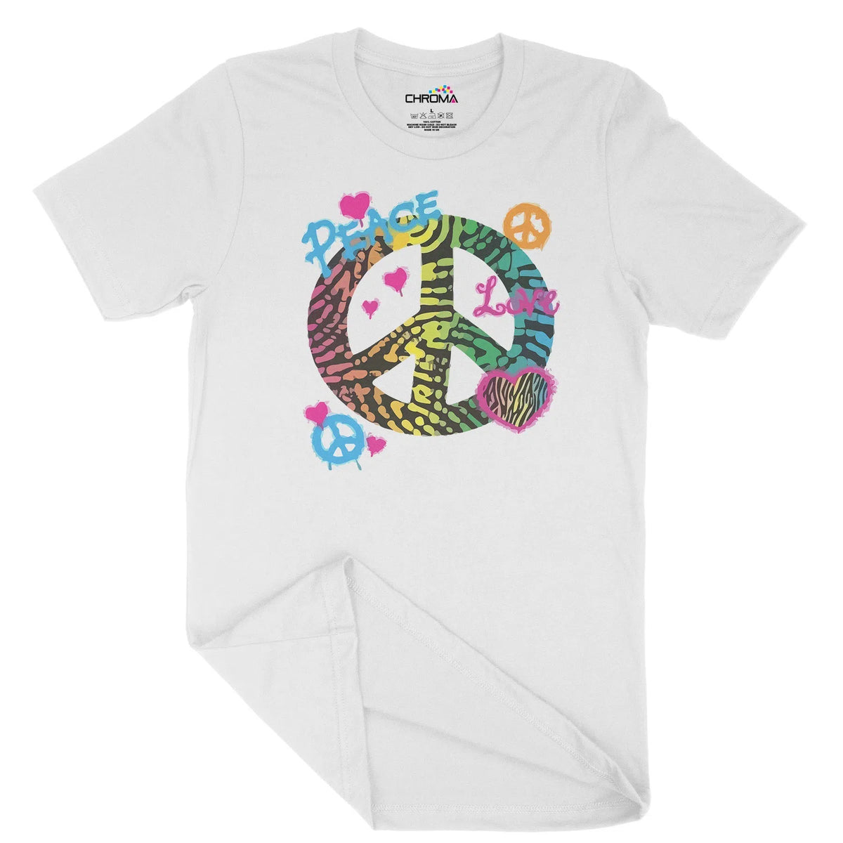 Peace And Love Unisex Adult T-Shirt | Quality Slogan Clothing Chroma Clothing
