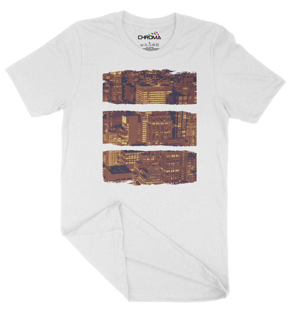 Skyline At Dusk Unisex Adult T-Shirt | Premium Quality Streetwear Chroma Clothing