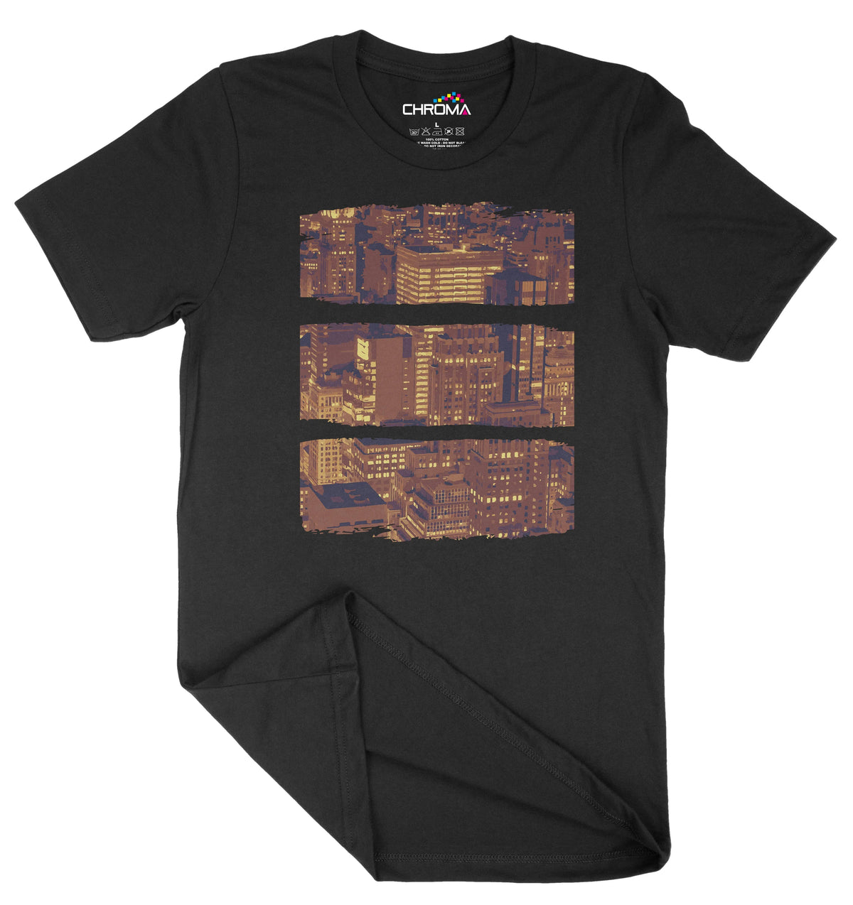 Skyline At Dusk Unisex Adult T-Shirt | Premium Quality Streetwear Chroma Clothing
