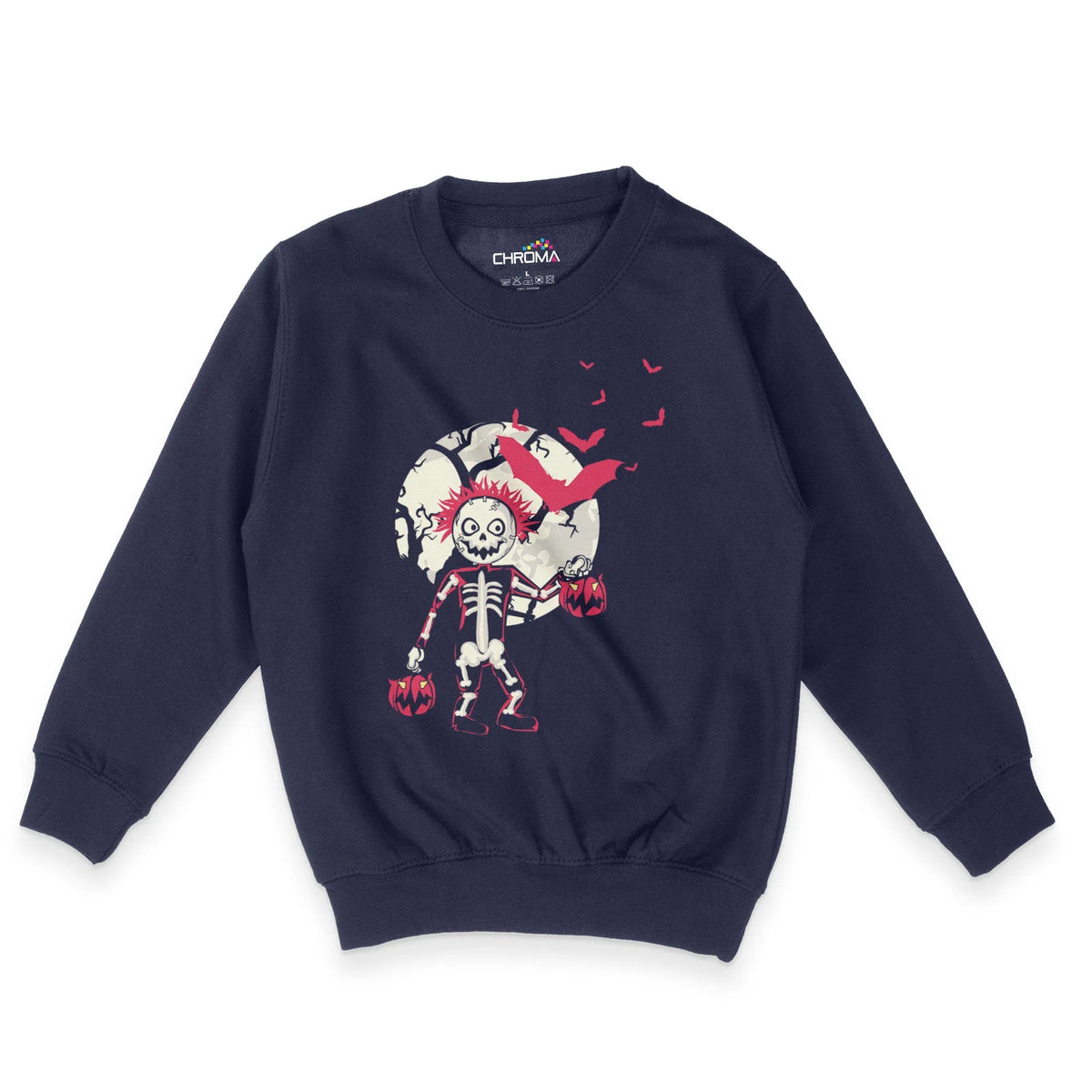 Spooky Skeleton Halloween Unisex Youth Sweatshirt | Premium HalloweenChroma Clothing