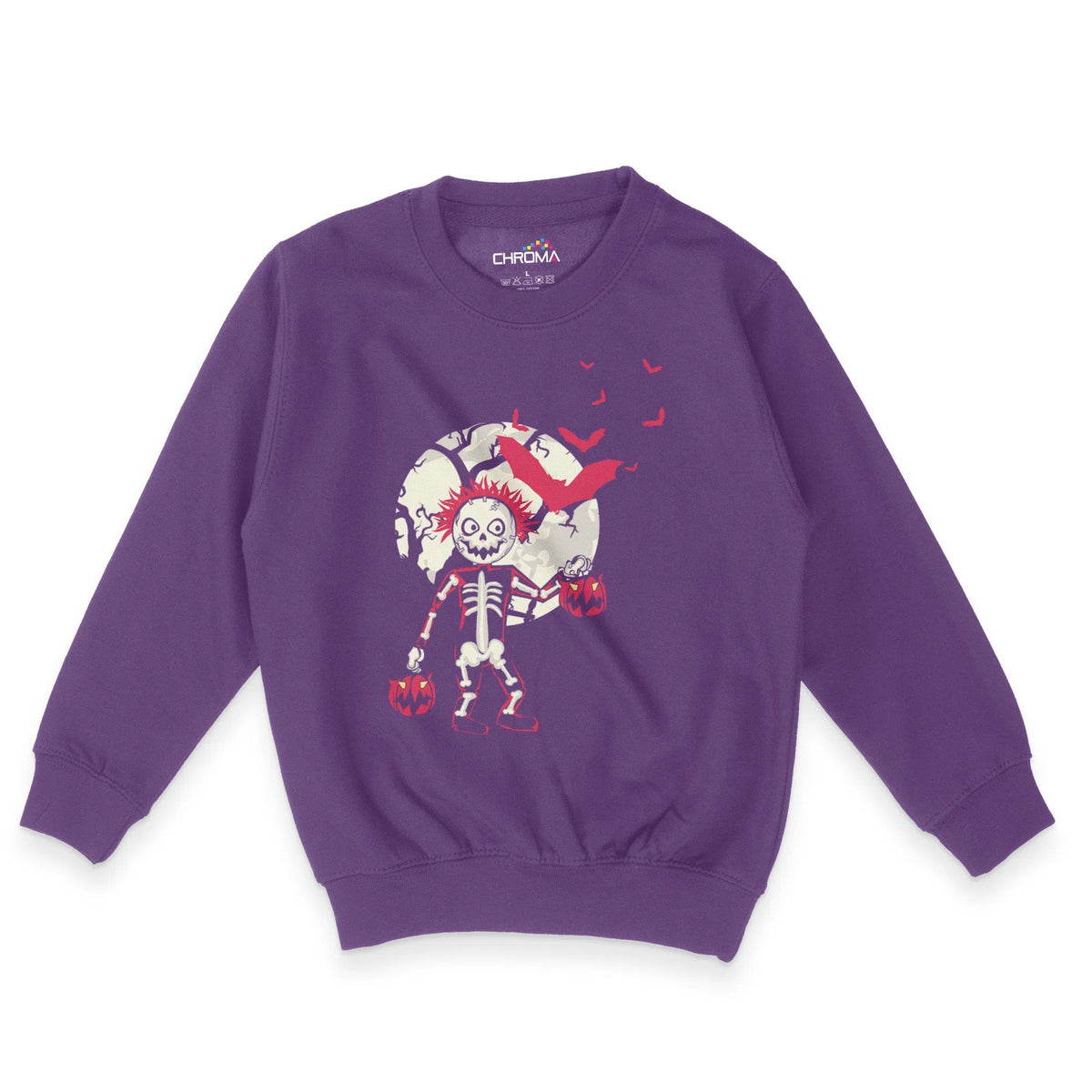 Spooky Skeleton Halloween Unisex Youth Sweatshirt | Premium HalloweenChroma Clothing