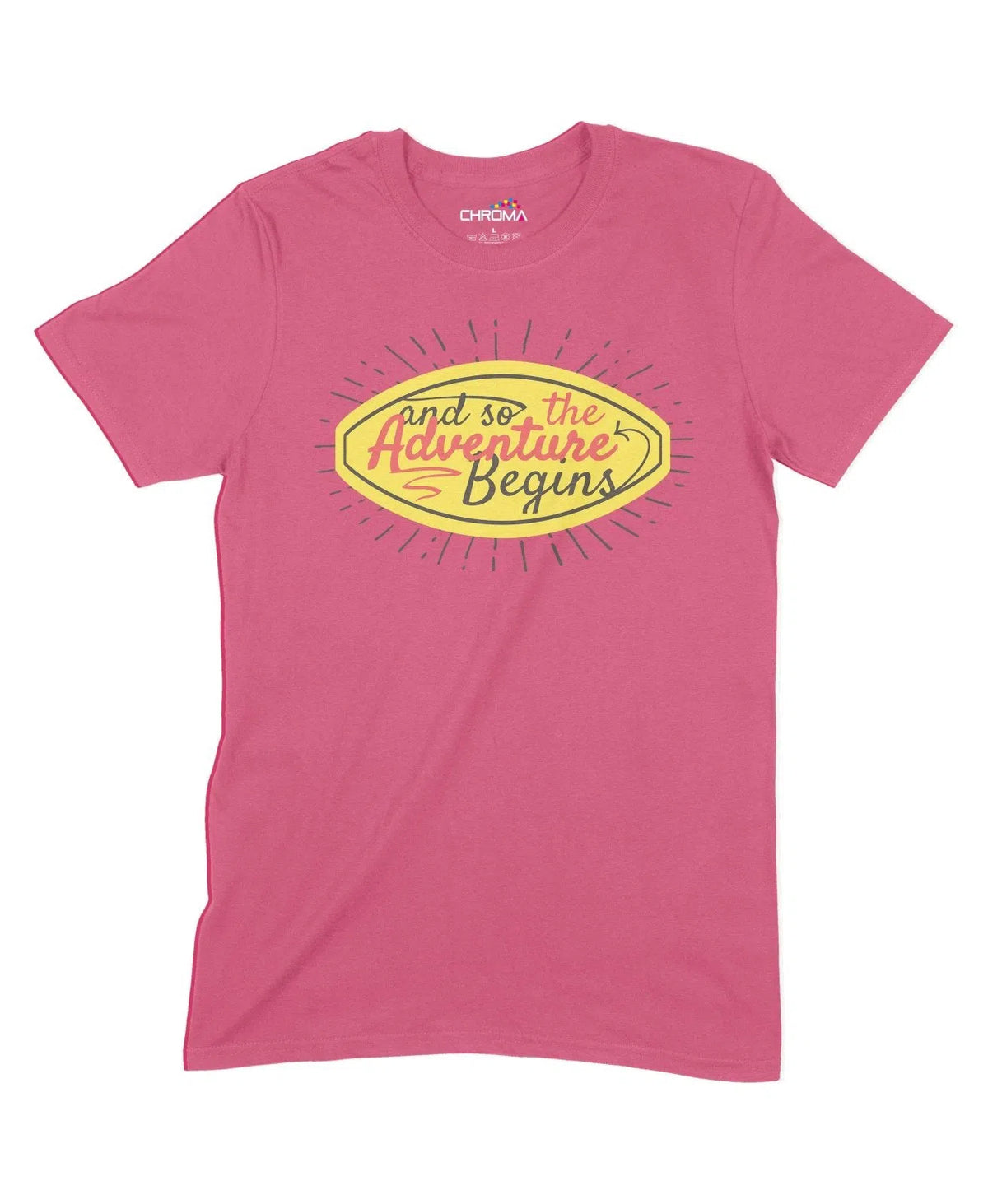 The Adventure Begins Unisex Adult T-Shirt Chroma Clothing