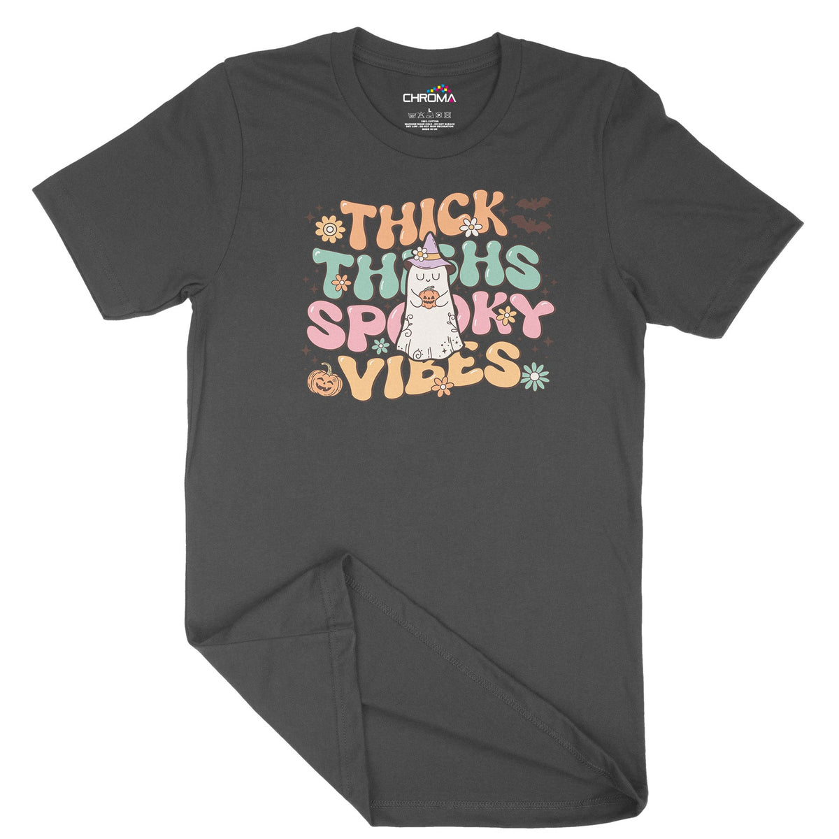Thick Thighs Spooky Vibes Unisex Adult T-Shirt | Premium Halloween Clo Chroma Clothing