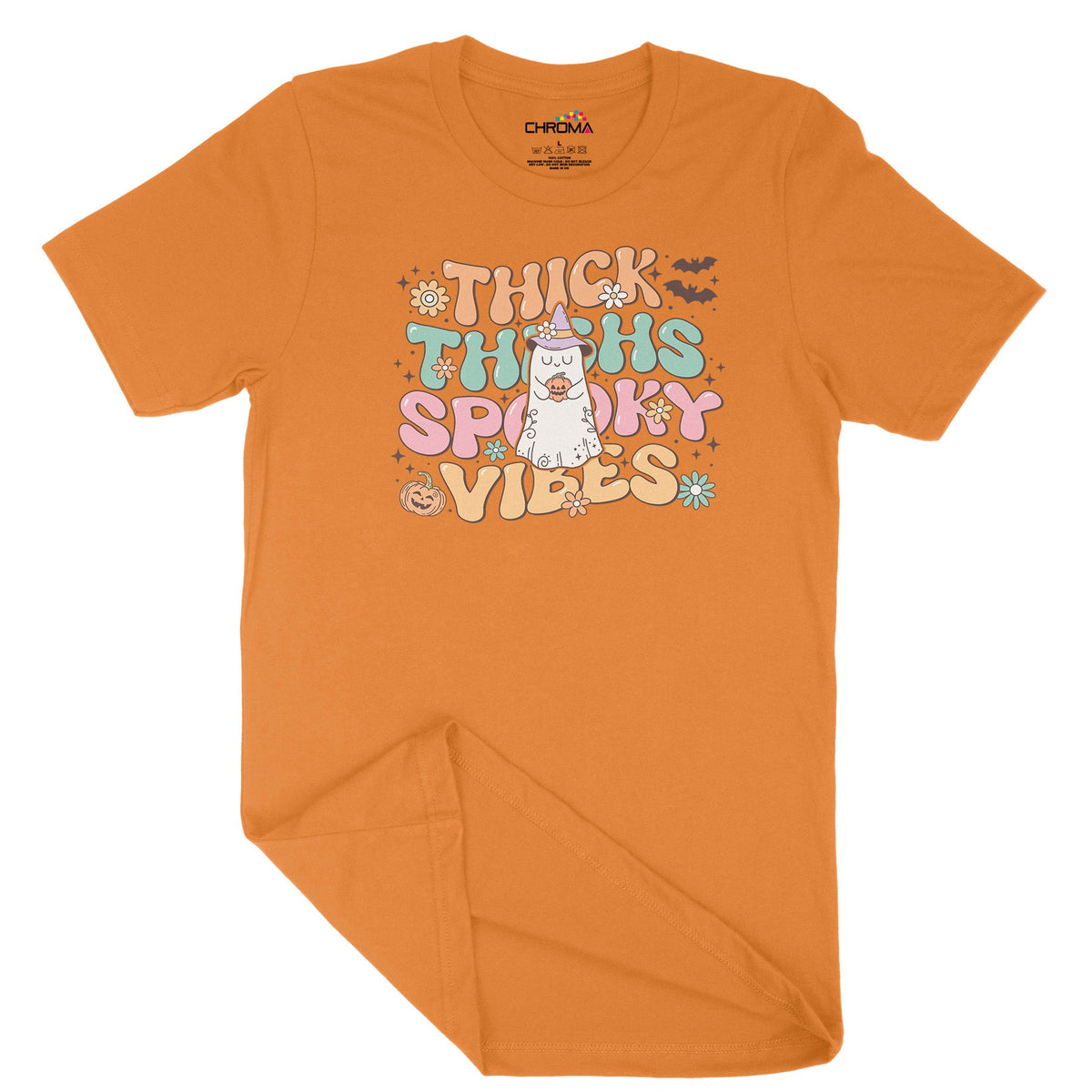 Thick Thighs Spooky Vibes Unisex Adult T-Shirt | Premium Halloween Clo Chroma Clothing