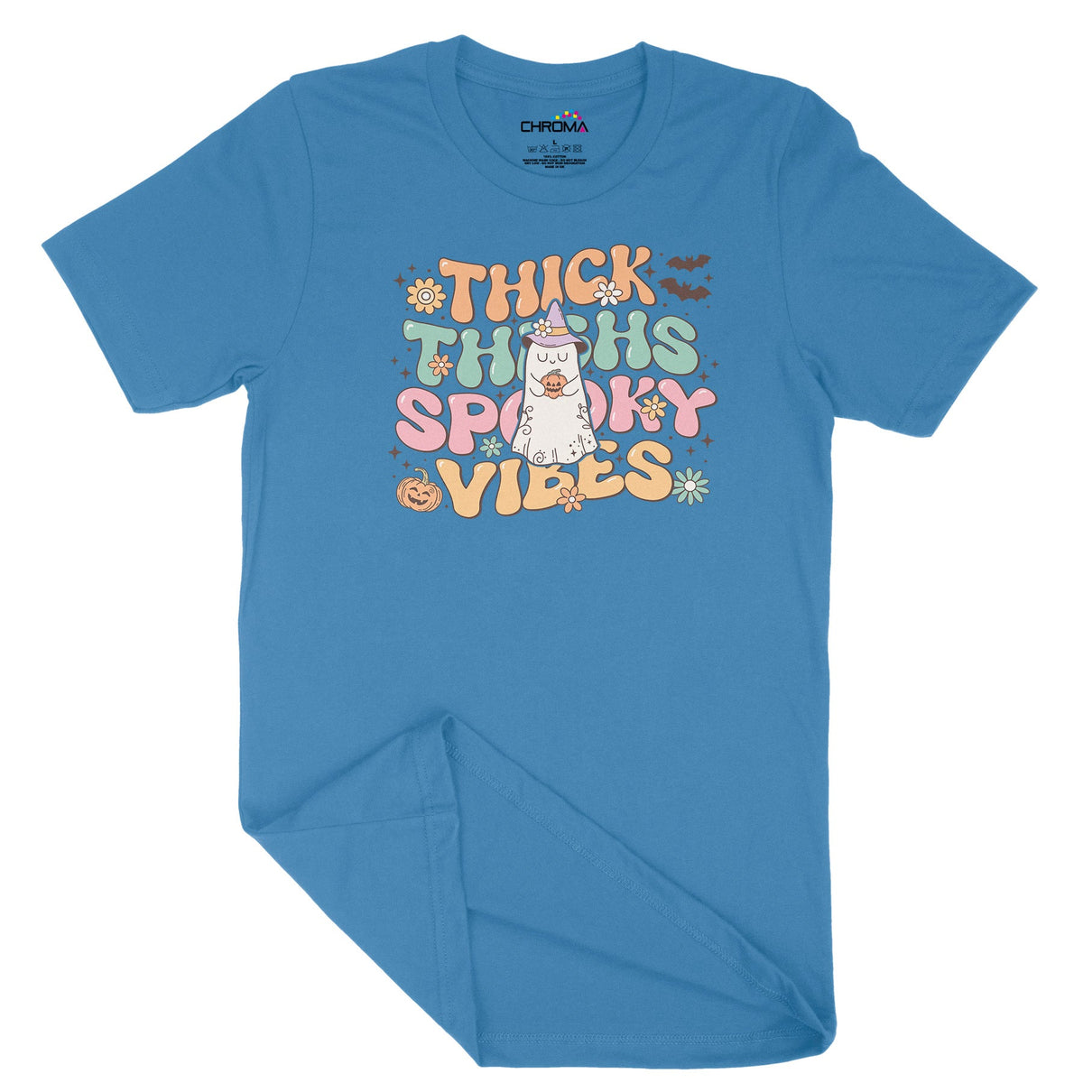Thick Thighs Spooky Vibes Unisex Adult T-Shirt | Premium Halloween Clo Chroma Clothing