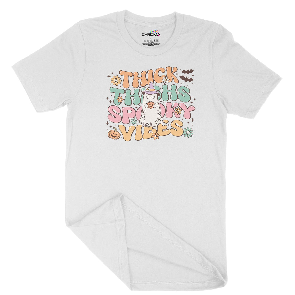Thick Thighs Spooky Vibes Unisex Adult T-Shirt | Premium Halloween Clo Chroma Clothing