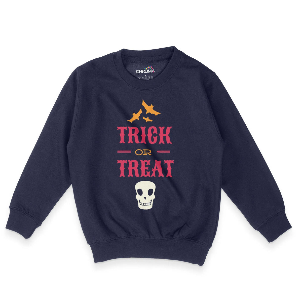 Trick Or Treat Skull Halloween Unisex Youth Sweatshirt | Premium Hallo Chroma Clothing