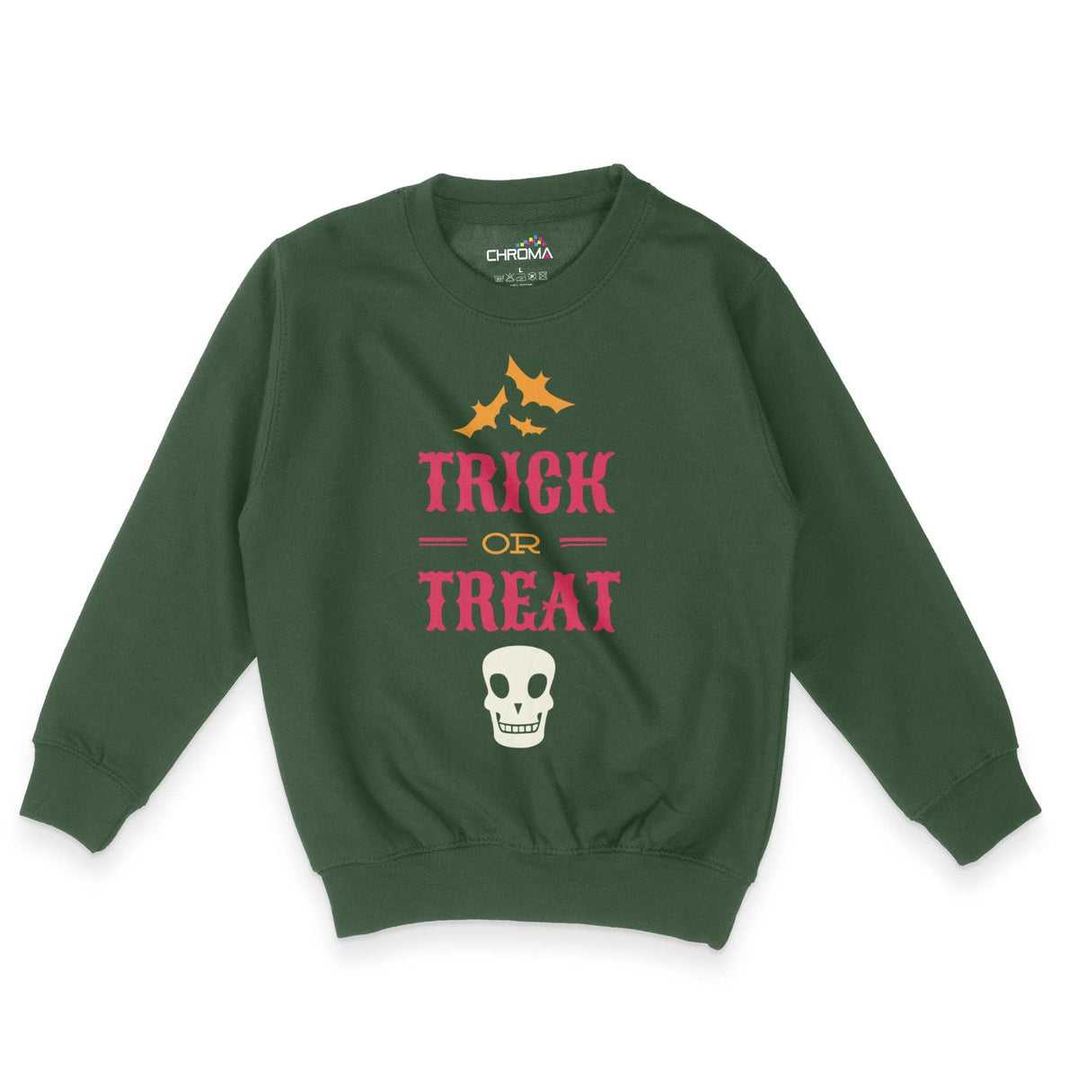 Trick Or Treat Skull Halloween Unisex Youth Sweatshirt | Premium Hallo Chroma Clothing