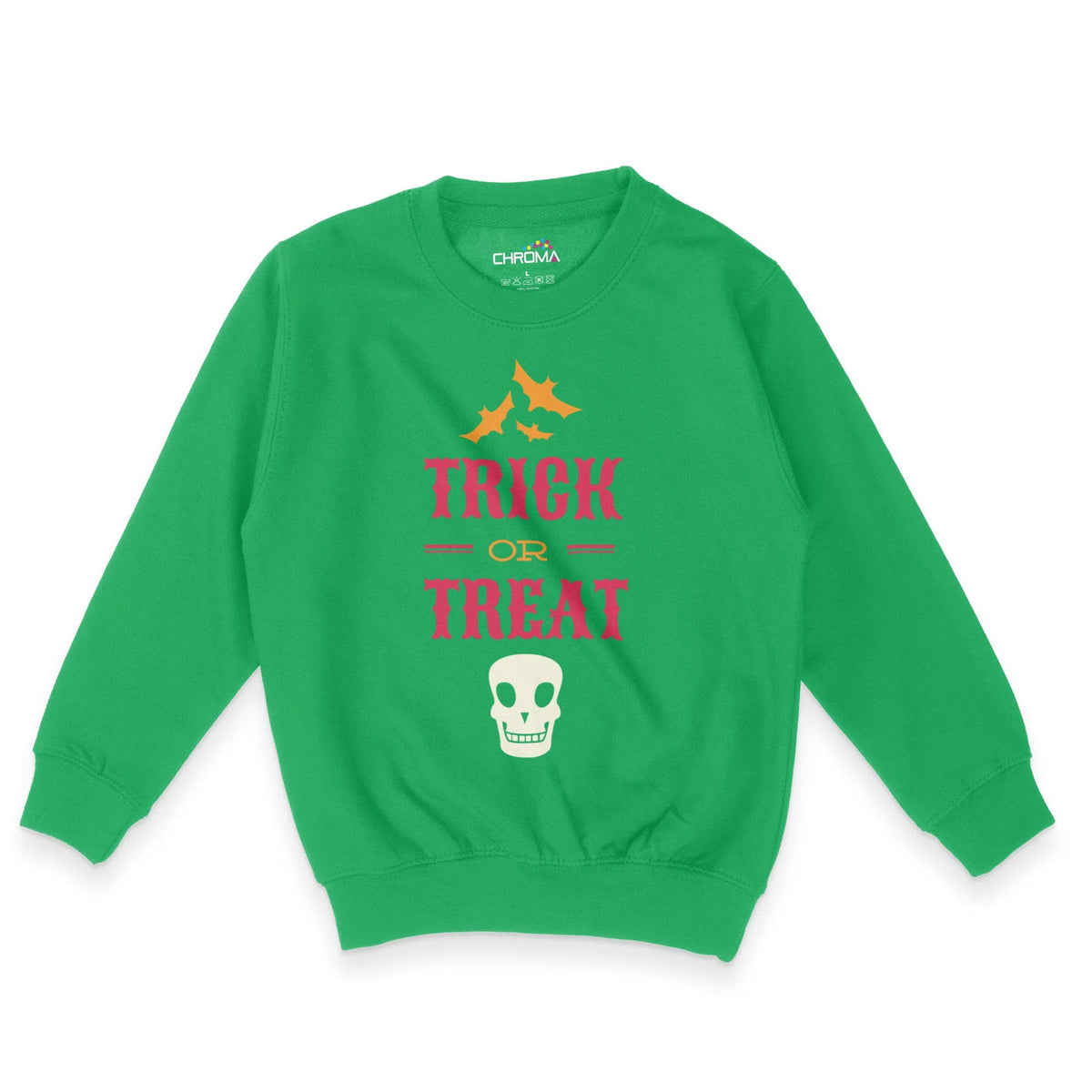 Trick Or Treat Skull Halloween Unisex Youth Sweatshirt | Premium Hallo Chroma Clothing
