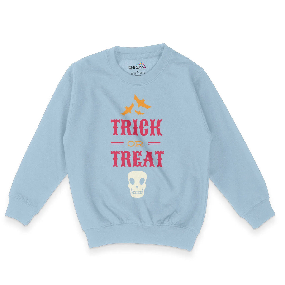 Trick Or Treat Skull Halloween Unisex Youth Sweatshirt | Premium Hallo Chroma Clothing
