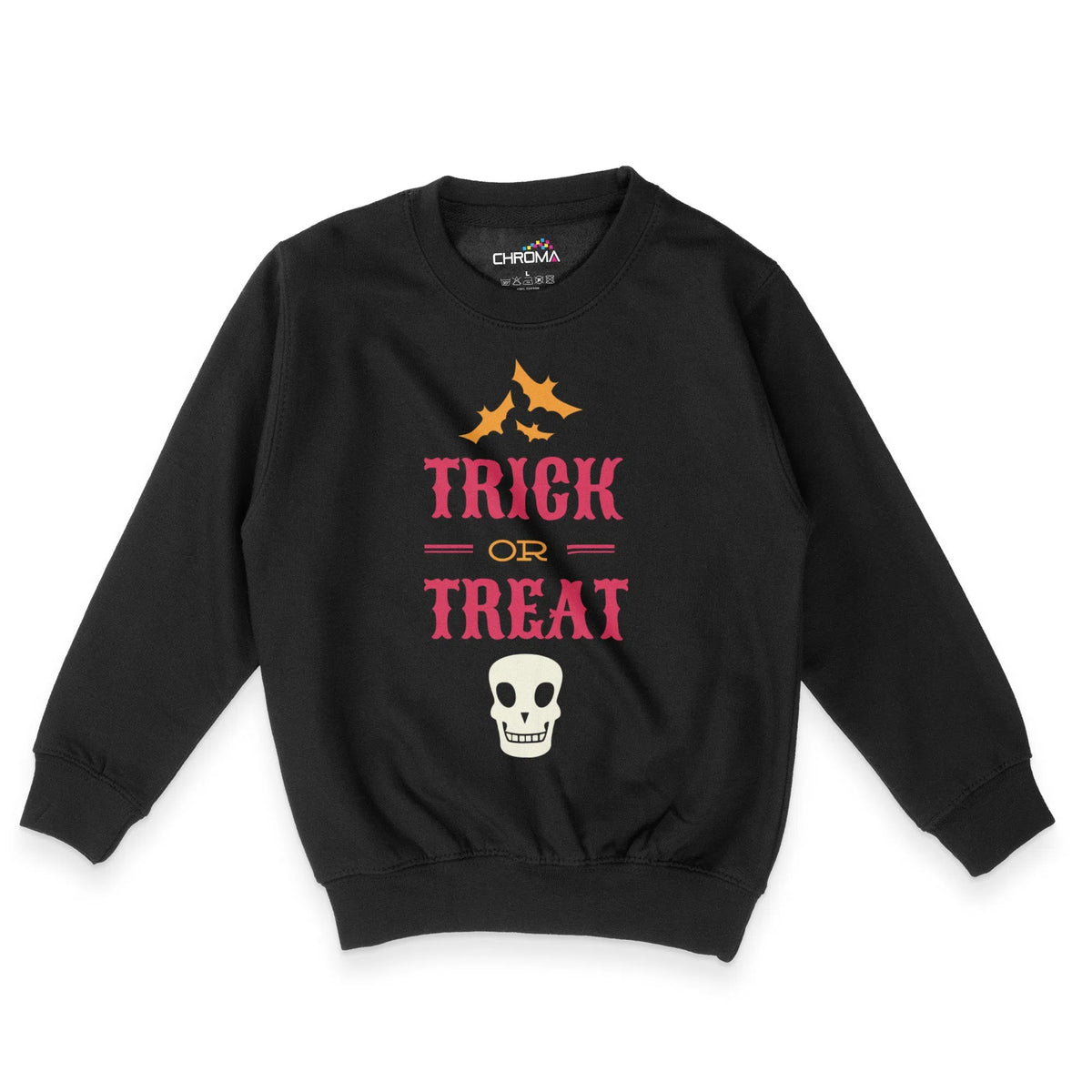 Trick Or Treat Skull Halloween Unisex Youth Sweatshirt | Premium Hallo Chroma Clothing