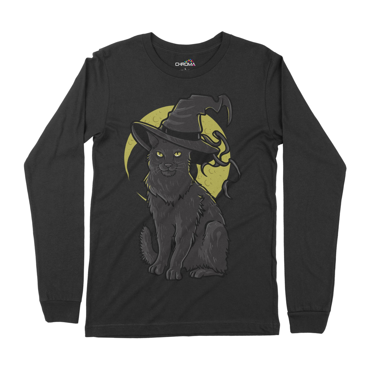 Wizard Cat | Long-Sleeve T-Shirt | Premium Halloween Clothing | Premiu Chroma Clothing