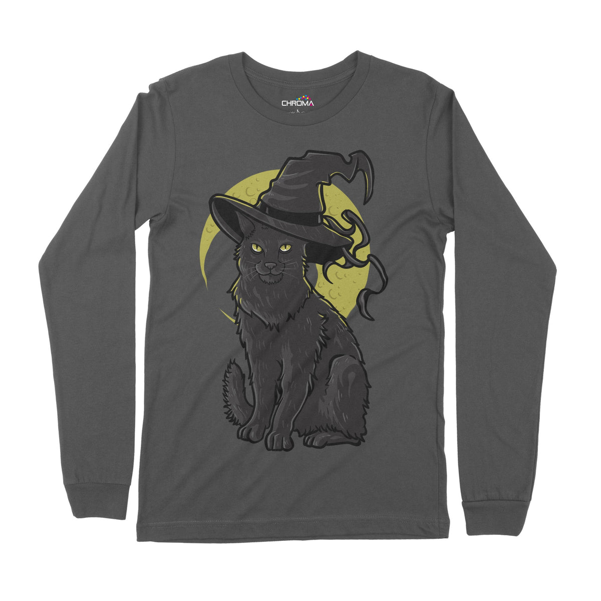 Wizard Cat | Long-Sleeve T-Shirt | Premium Halloween Clothing | Premiu Chroma Clothing