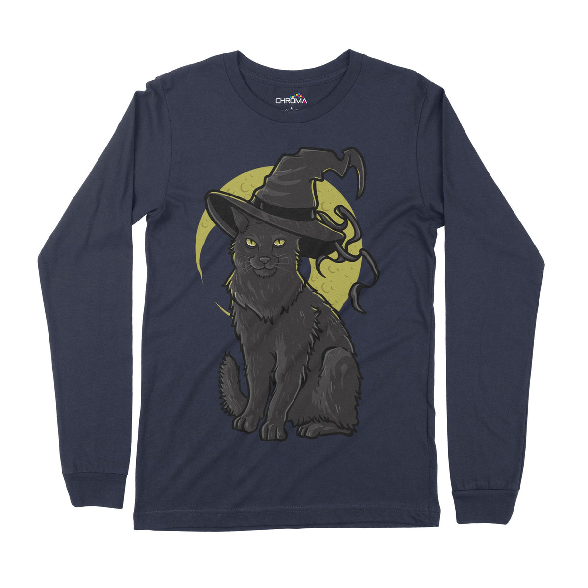 Wizard Cat | Long-Sleeve T-Shirt | Premium Halloween Clothing | Premiu Chroma Clothing