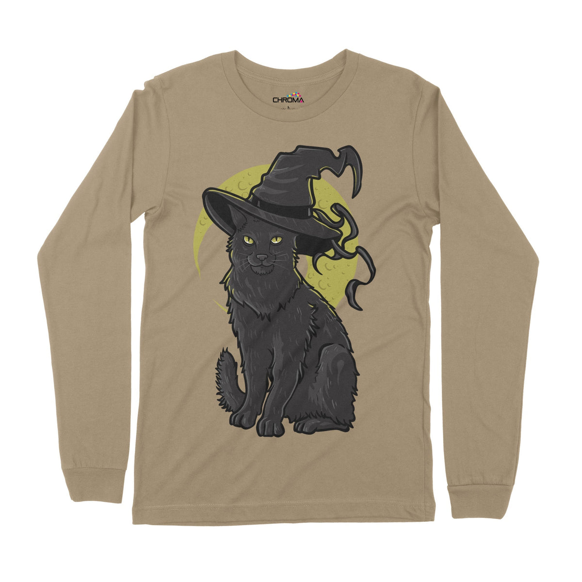 Wizard Cat | Long-Sleeve T-Shirt | Premium Halloween Clothing | Premiu Chroma Clothing