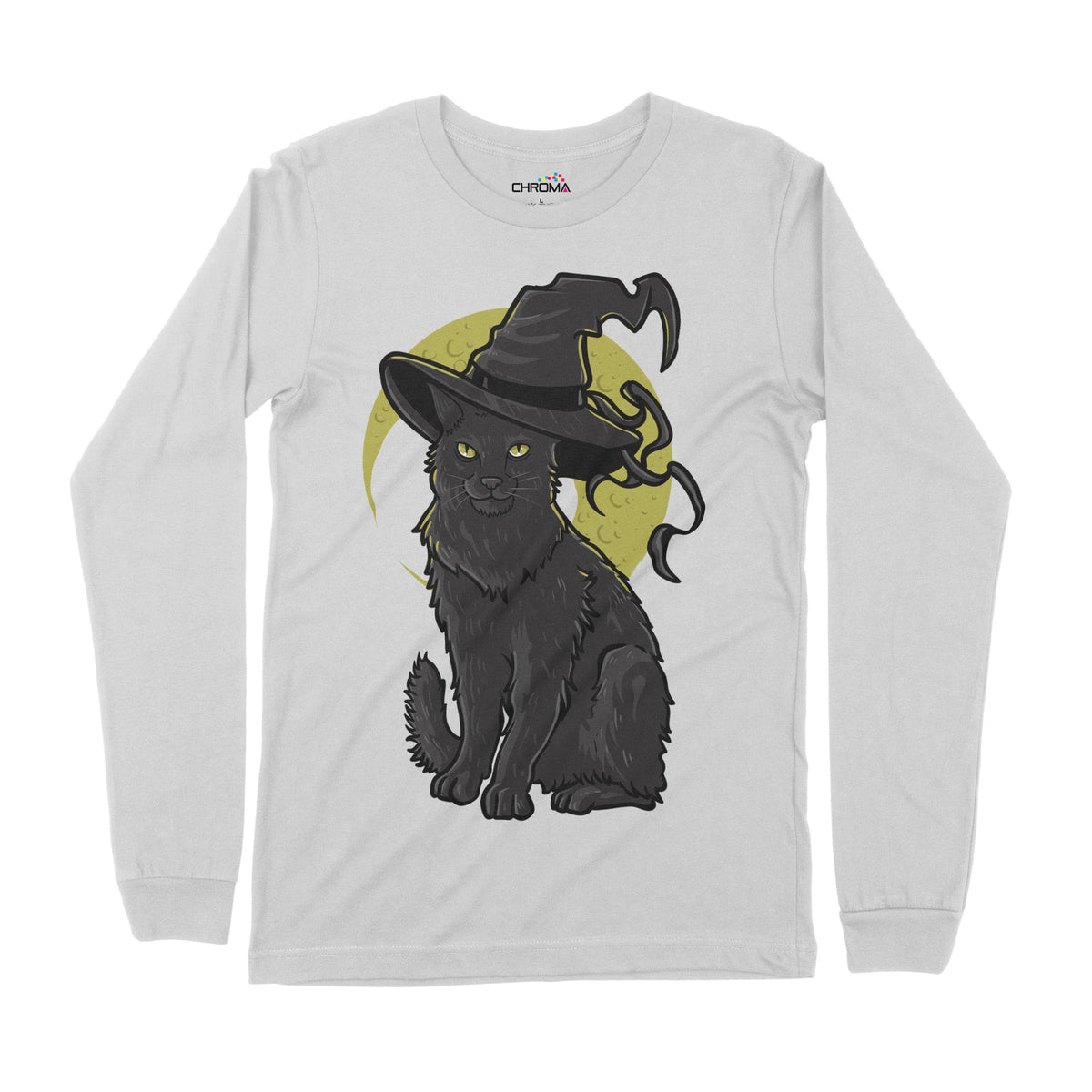 Wizard Cat | Long-Sleeve T-Shirt | Premium Halloween Clothing | Premiu Chroma Clothing